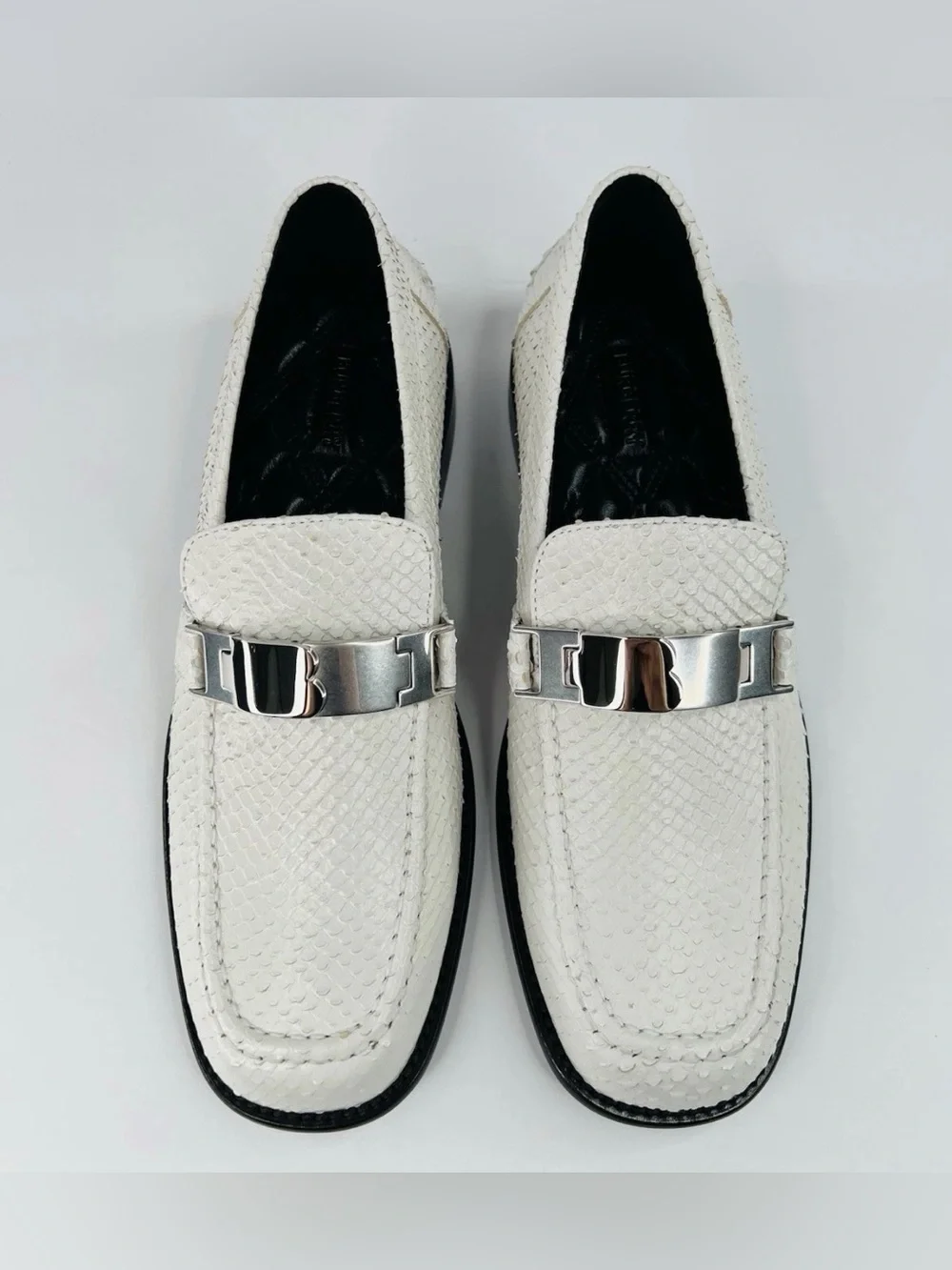 Burberry Tower Loafer Horsebit White Textured Leather Flat Women Shoes EU 40